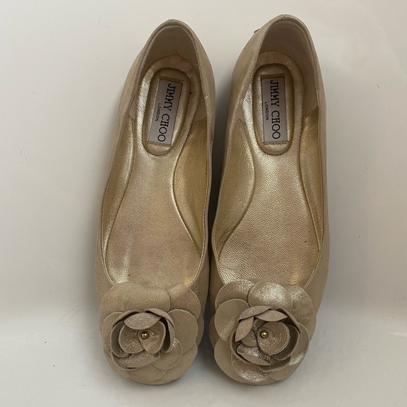 Jimmy Choo Gold Ballerina Flats - Size 37 c/w Box & Dustbag -Excellent Condition - Picture 12 of 14